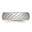 Stainless Steel Brushed and Polished Grooved Ring - Birthstone Company