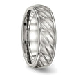 Stainless Steel Brushed and Polished Grooved Ring - Birthstone Company