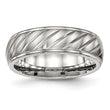 Stainless Steel Brushed and Polished Grooved Ring - Birthstone Company