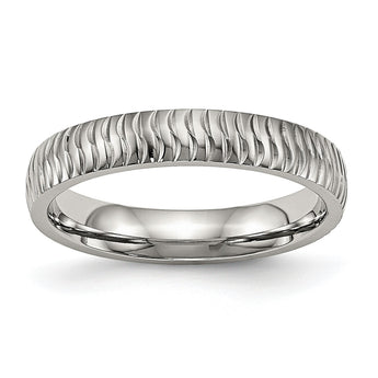 Stainless Steel Polished Textured Ring - Birthstone Company
