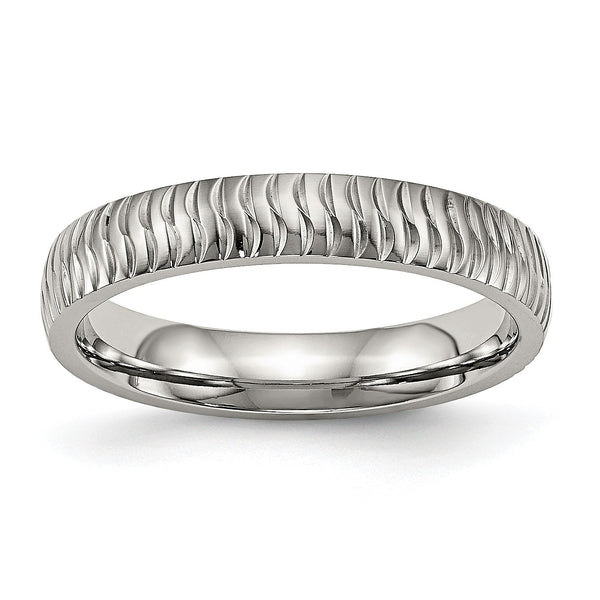 Stainless Steel Polished Textured Ring - Birthstone Company