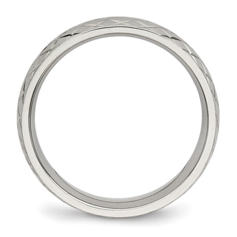 Stainless Steel Polished Textured Ring, Size 10.5 - Birthstone Company