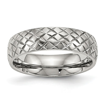Stainless Steel Polished Textured Ring, Size 10.5 - Birthstone Company