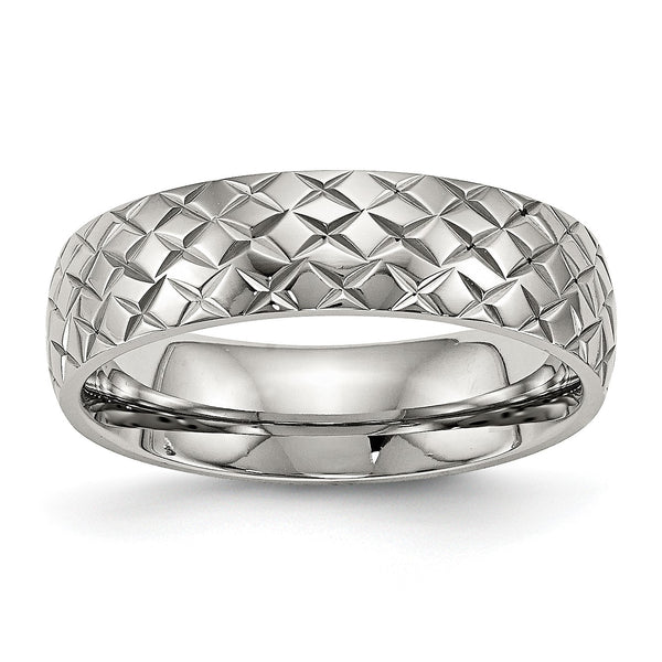 Stainless Steel Polished Textured Ring, Size 10.5 - Birthstone Company
