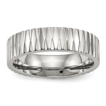 Stainless Steel Polished Textured Ring - Birthstone Company
