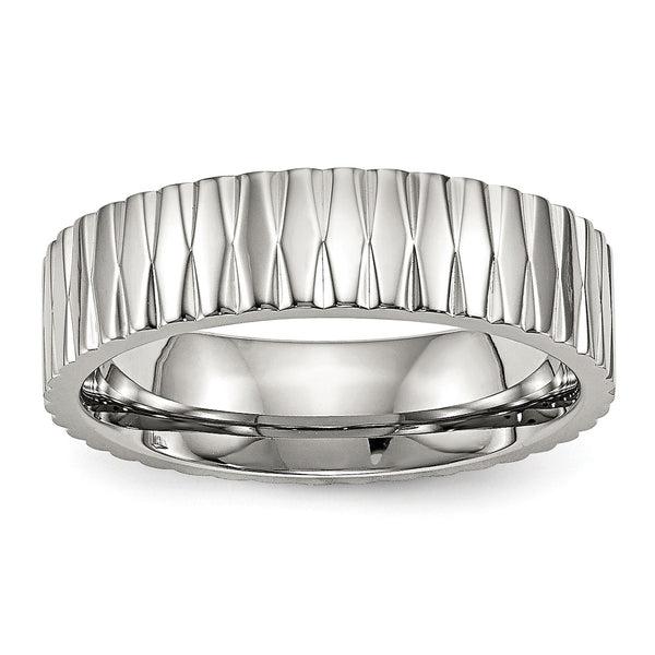 Stainless Steel Polished Textured Ring - Birthstone Company