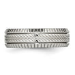 Stainless Steel Polished Grooved and Textured Ring - Birthstone Company