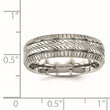 Stainless Steel Polished Grooved and Textured Ring - Birthstone Company