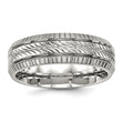 Stainless Steel Polished Grooved and Textured Ring - Birthstone Company
