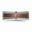 Stainless Steel Brown IP-Plated Wedding Band with Diamonds, Engravable & Polished Finish