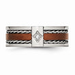 Stainless Steel Brown IP-Plated Wedding Band with Diamonds, Engravable & Polished Finish