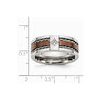 Stainless Steel Brown IP-Plated Wedding Band with Diamonds, Engravable & Polished Finish