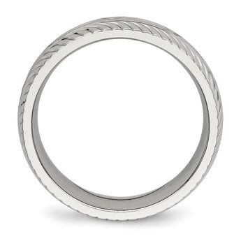 Stainless Steel Polished Diamond Cut Ring - Birthstone Company