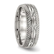 Stainless Steel Polished Diamond Cut Ring - Birthstone Company