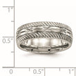 Stainless Steel Polished Diamond Cut Ring - Birthstone Company