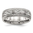 Stainless Steel Polished Diamond Cut Ring - Birthstone Company