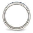 Stainless Steel Polished Blue Carbon Fiber Inlay Ring - Birthstone Company