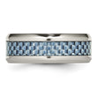 Stainless Steel Polished Blue Carbon Fiber Inlay Ring - Birthstone Company