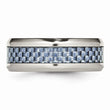 Stainless Steel Wedding Band with Polished Blue Carbon Fiber Inlay - 11