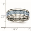 Stainless Steel Polished Blue Carbon Fiber Inlay Ring - Birthstone Company