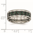 Stainless Steel Polished Black/Green Carbon Fiber Inlay Ring - Birthstone Company
