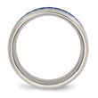 Stainless Steel Polished Blue/White Carbon Fiber Inlay Ring - Birthstone Company