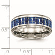 Stainless Steel Polished Blue/White Carbon Fiber Inlay Ring - Birthstone Company
