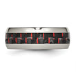 Stainless Steel Polished Black/Red Carbon Fiber Inlay Ring - Birthstone Company