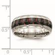 Stainless Steel Polished Black/Red Carbon Fiber Inlay Ring - Birthstone Company