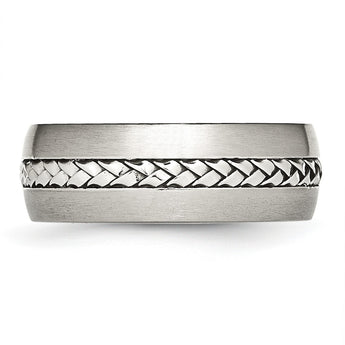 Stainless Steel Brushed and Polished Braided 8.00mm Band - Birthstone Company