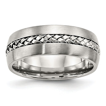 Stainless Steel Brushed and Polished Braided 8.00mm Band - Birthstone Company