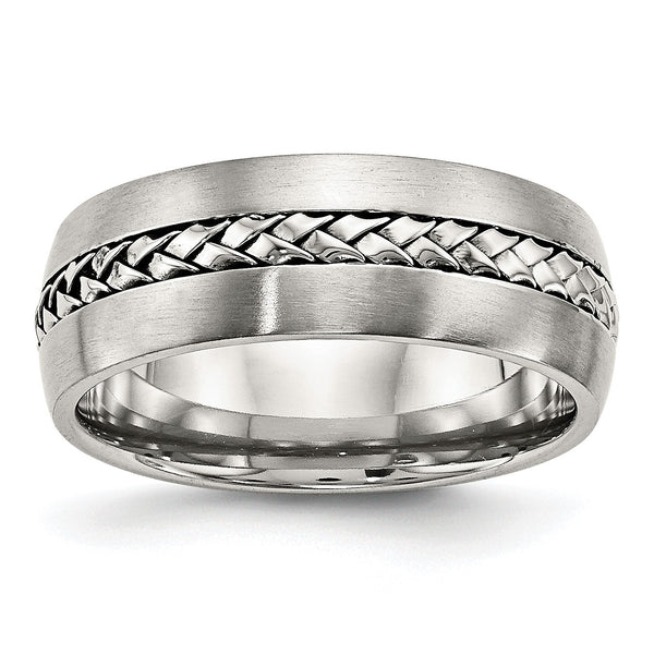 Stainless Steel Brushed and Polished Braided 8.00mm Band - Birthstone Company