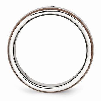 Diamond Wedding Band in Stainless Steel with Brown IP Edge, 8mm