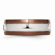 Diamond Wedding Band in Stainless Steel with Brown IP Edge, 8mm