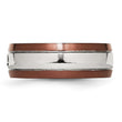 Diamond Wedding Band in Stainless Steel with Brown IP Edge, 8mm - Birthstone Company