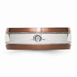Diamond Wedding Band in Stainless Steel with Brown IP Edge, 8mm