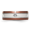 Diamond Wedding Band in Stainless Steel with Brown IP Edge, 8mm - Birthstone Company
