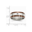 Diamond Wedding Band in Stainless Steel with Brown IP Edge, 8mm