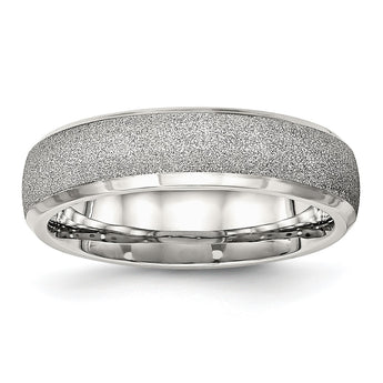 Sophia Jewelers Polished Stainless Steel Wedding Band with Laser Cut Design, Size 6.5 - Birthstone Company