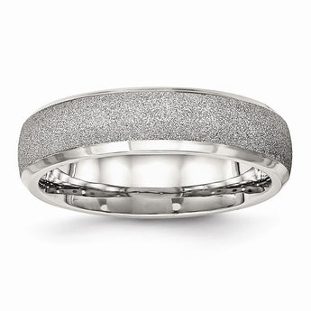 Sophia Jewelers Polished Stainless Steel Wedding Band with Laser Cut Design - 6.5