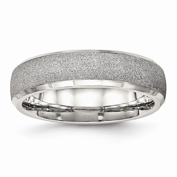 Sophia Jewelers Polished Stainless Steel Wedding Band with Laser Cut Design - 6.5