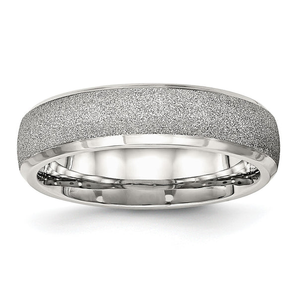 Sophia Jewelers Polished Stainless Steel Wedding Band with Laser Cut Design, Size 6.5 - Birthstone Company