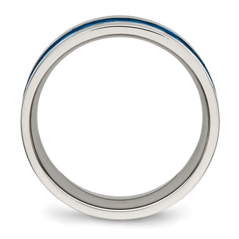 Stainless Steel Polished Blue IP-plated 7.00mm Band - Birthstone Company