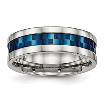 Stainless Steel Polished Blue IP-plated 7.00mm Band - Birthstone Company