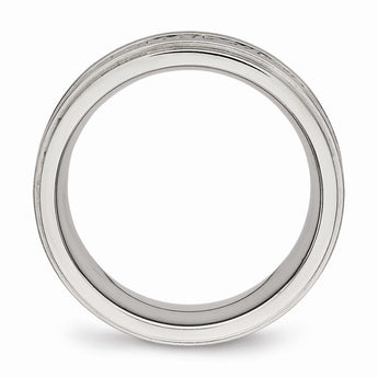 Stainless Steel 7mm Wedding Band with Brushed & Polished Finish - 12
