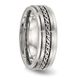 Stainless Steel Brushed and Polished Braided 7.00mm Band - Birthstone Company