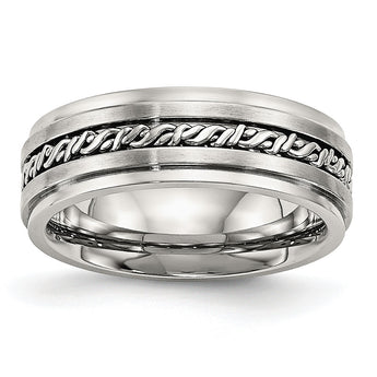 Stainless Steel Brushed and Polished Braided 7.00mm Band - Birthstone Company