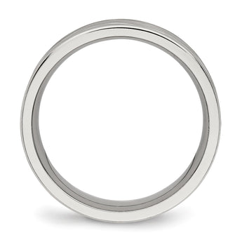 Stainless Steel Brushed and Polished Diamond-cut 6.50mm Band - Birthstone Company