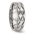 Stainless Steel Brushed and Polished Diamond-cut 6.50mm Band - Birthstone Company