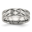 Stainless Steel Brushed and Polished Diamond-cut 6.50mm Band - Birthstone Company